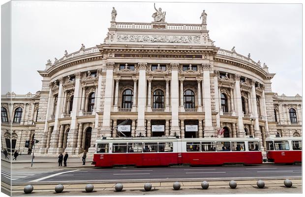 Tram in front of the KK Hofburgtheater by day Canvas Print by Jason Wells