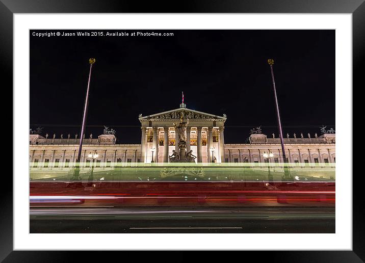 Tram passing the Austrian Parliament Building at n Framed Mounted Print by Jason Wells