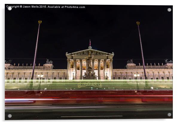 Tram passing the Austrian Parliament Building at n Acrylic by Jason Wells