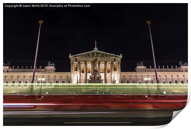 Tram passing the Austrian Parliament Building at n Print by Jason Wells