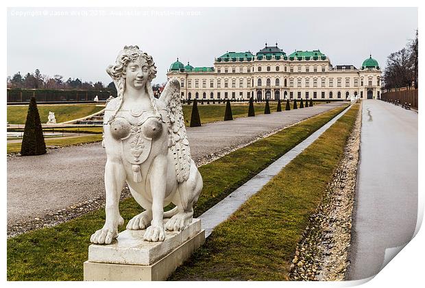  Statue in the gardens of Belvedere Palace in Vien Print by Jason Wells