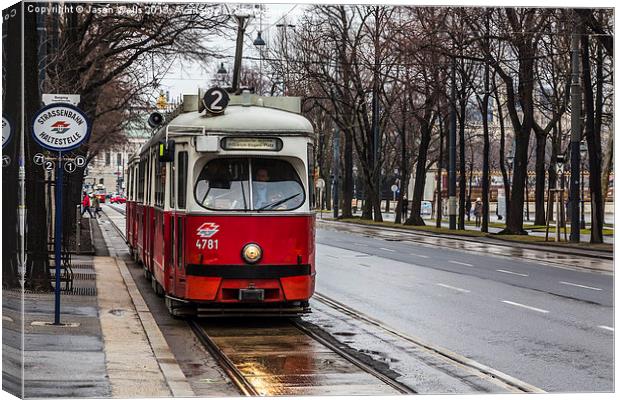  Old tram on the Ringstrasse line in the heart of  Canvas Print by Jason Wells