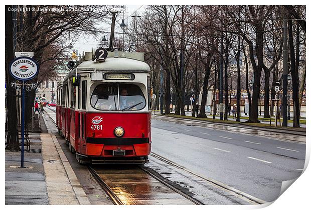  Old tram on the Ringstrasse line in the heart of  Print by Jason Wells