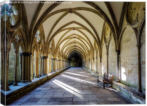  The cloisters at Salisbury cathedral,Wiltshire  Canvas Print by Sue Knight
