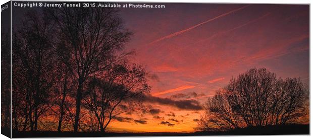  Sunset at Shapwick Heath Canvas Print by Jeremy Fennell