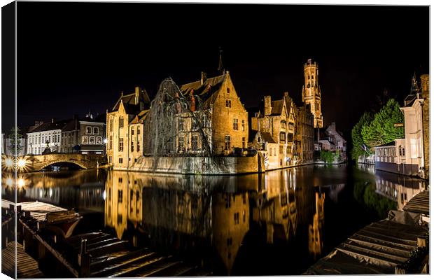 Bruges relections Canvas Print by David Schofield