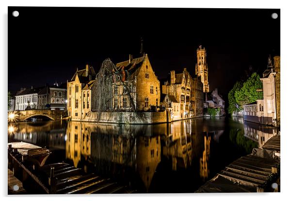Bruges relections Acrylic by David Schofield