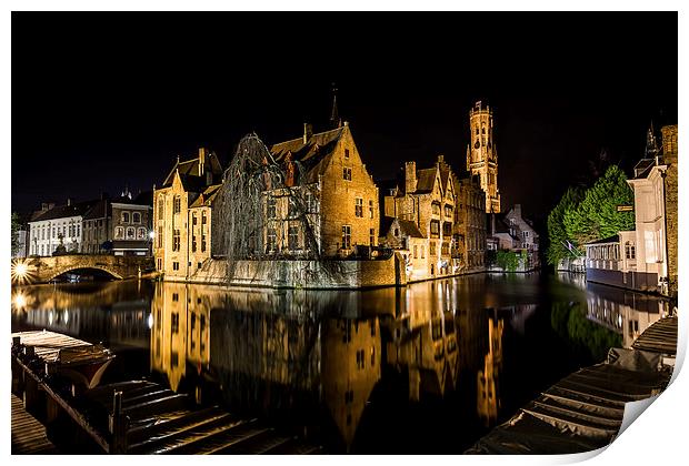 Bruges relections Print by David Schofield
