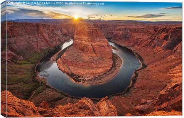 Horseshoe Bend, Sunset Canvas Print by Colin & Linda McKie