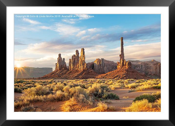 Monument Valley, Arizona at Sunrise Framed Mounted Print by Colin & Linda McKie