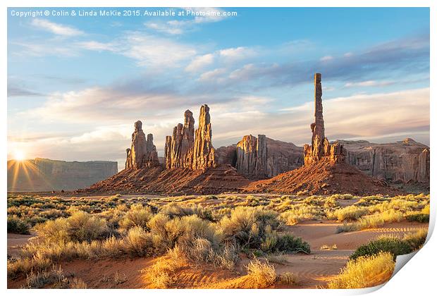 Monument Valley, Arizona at Sunrise Print by Colin & Linda McKie