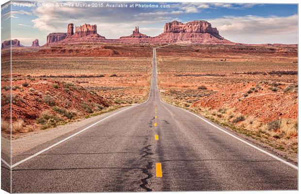 Road to Monument Valley Canvas Print by Colin & Linda McKie