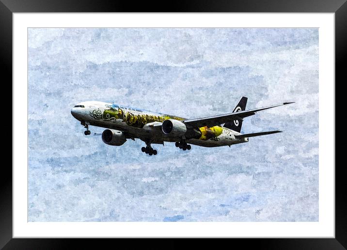Air New Zealand Hobbit Boeing 777 Art Framed Mounted Print by David Pyatt
