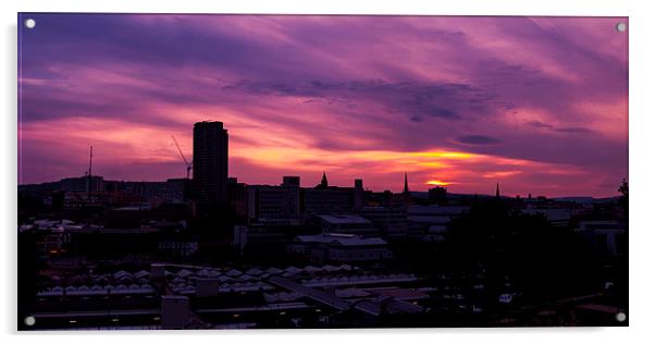 Sheffield Sunset Panorama Acrylic by Chris Watson
