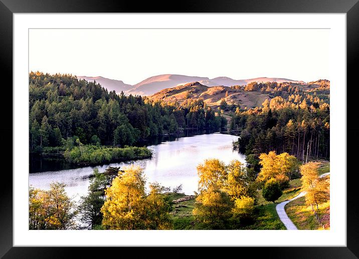  Sunset approaches over Tarn Hows Framed Mounted Print by John Vaughan