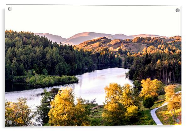  Sunset approaches over Tarn Hows Acrylic by John Vaughan