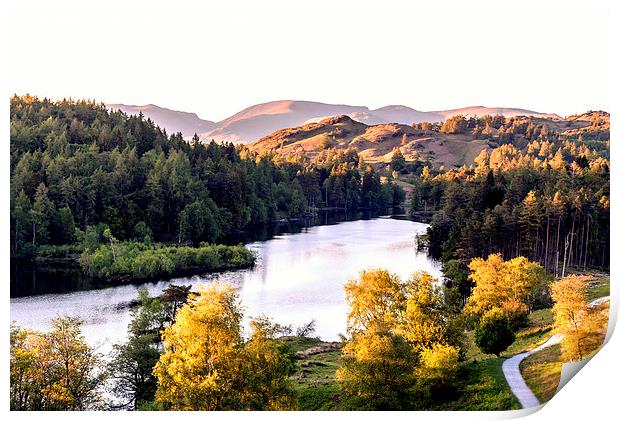  Sunset approaches over Tarn Hows Print by John Vaughan