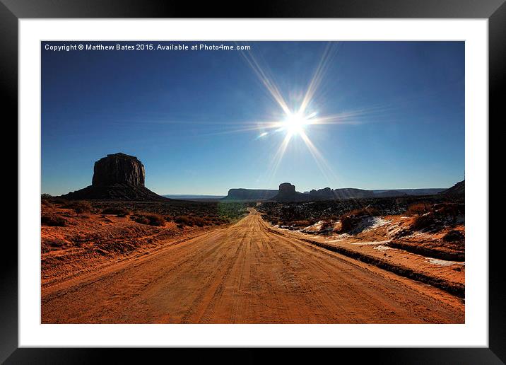  Monument Valley sun flare Framed Mounted Print by Matthew Bates
