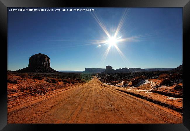  Monument Valley sun flare Framed Print by Matthew Bates