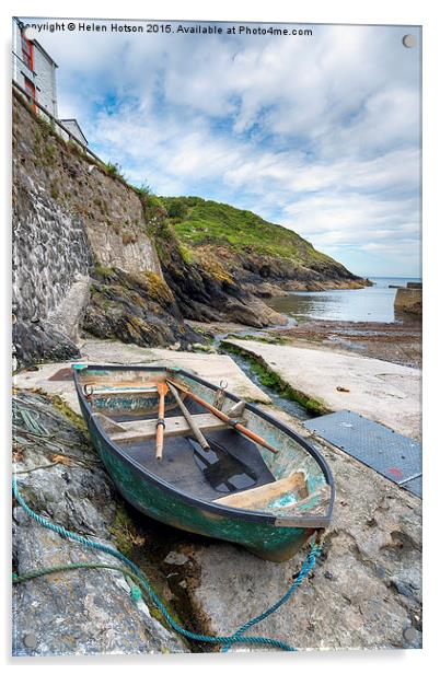 Boat on the Shore at Portloe Acrylic by Helen Hotson