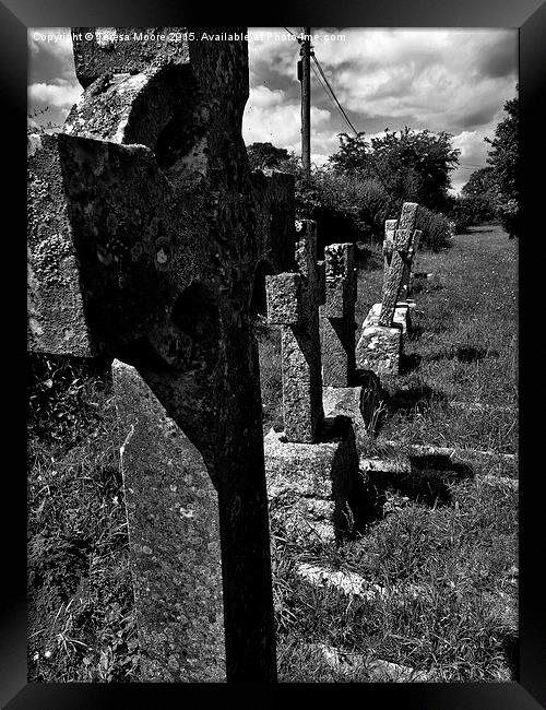  Row of headstones - Salwayash churchyard Framed Print by Teresa Moore