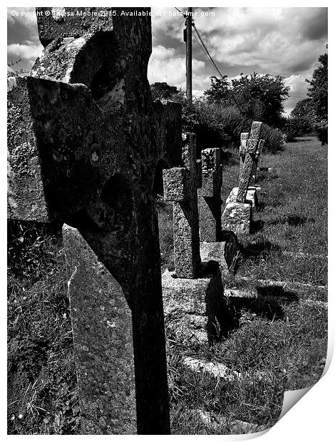  Row of headstones - Salwayash churchyard Print by Teresa Moore