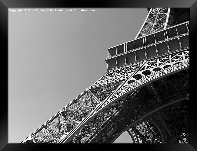   Paris - Eiffel Tower (Black & White) Framed Print by Stuart Giblin