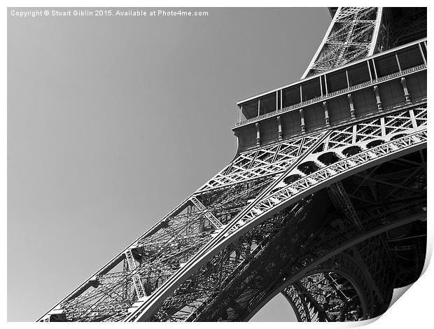   Paris - Eiffel Tower (Black & White) Print by Stuart Giblin