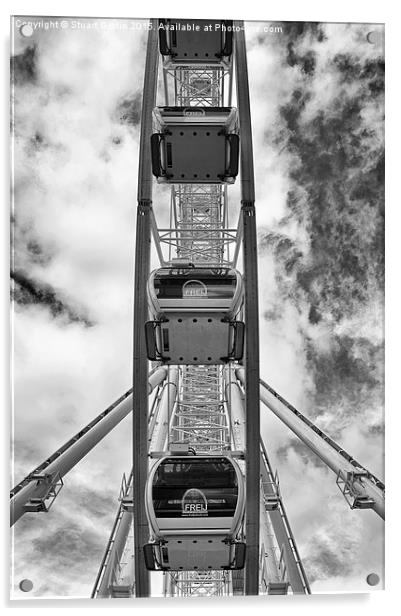  Manchester Wheel - Black & White Acrylic by Stuart Giblin