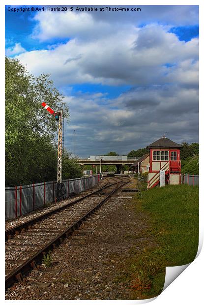 Orton Mere Station and signal box Print by Avril Harris