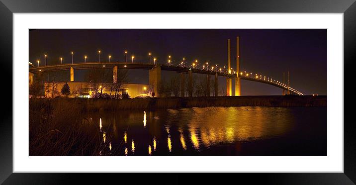 London at Night Easterly Thames Crossing Framed Mounted Print by Terry Senior