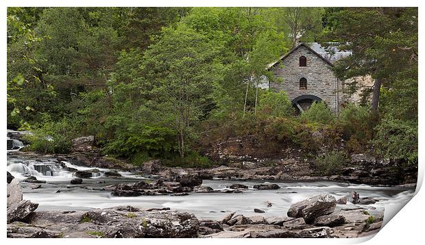 The waterwheel at the Falls of Dochart, Killin. Print by Tommy Dickson