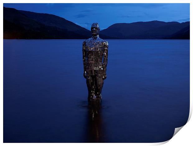 "Still" - The mirror man at Loch Earn, Scotland.  Print by Tommy Dickson