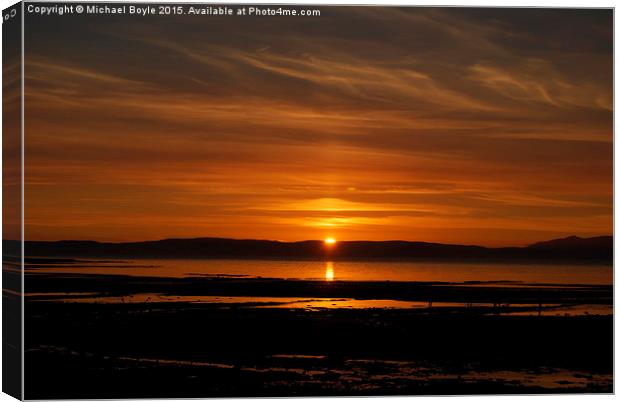  Ayr sunset looking towards Isle of Aaron Canvas Print by Michael Boyle
