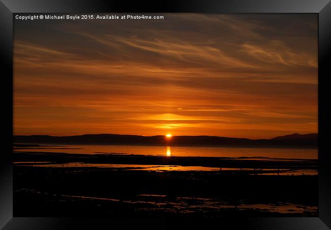  Ayr sunset looking towards Isle of Aaron Framed Print by Michael Boyle