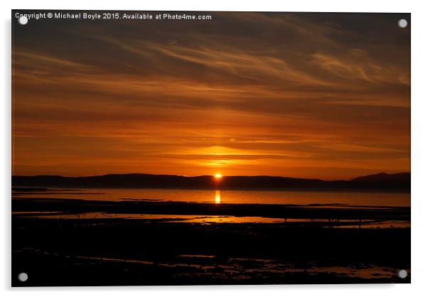 Ayr sunset looking towards Isle of Aaron Acrylic by Michael Boyle