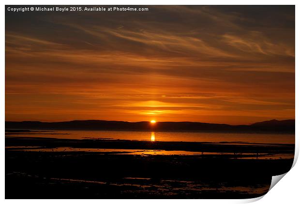  Ayr sunset looking towards Isle of Aaron Print by Michael Boyle