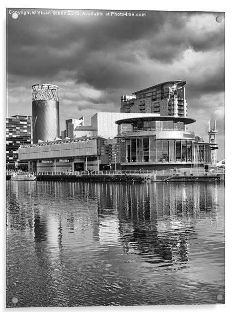  The Lowry Theatre B&W Acrylic by Stuart Giblin