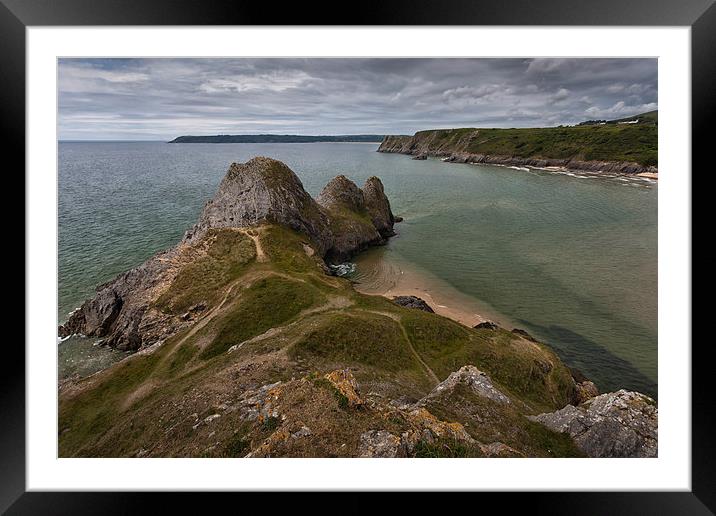  Three Cliffs Bay and the Great Tor Framed Mounted Print by Leighton Collins