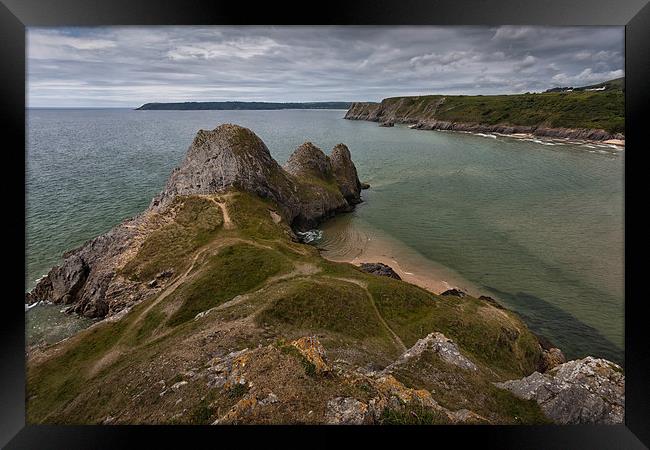  Three Cliffs Bay and the Great Tor Framed Print by Leighton Collins