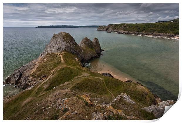  Three Cliffs Bay and the Great Tor Print by Leighton Collins