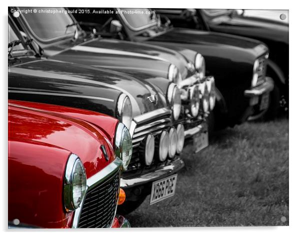  A red mini with others Acrylic by christopher gould