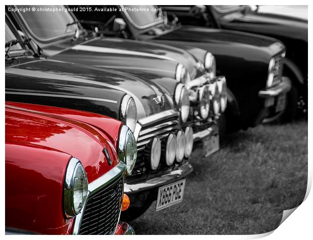  A red mini with others Print by christopher gould
