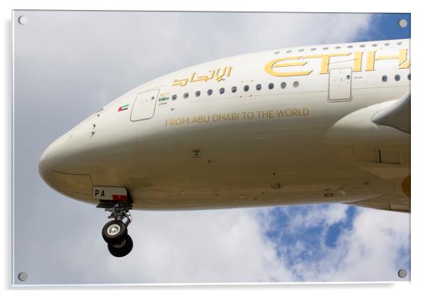Etihad Airlines Airbus A380 Acrylic by David Pyatt