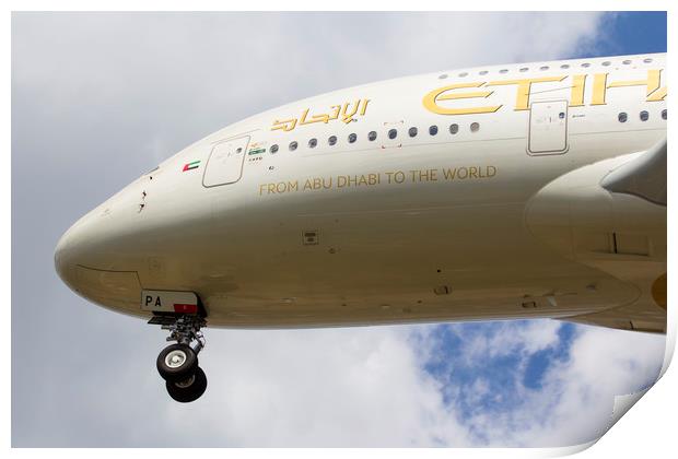 Etihad Airlines Airbus A380 Print by David Pyatt