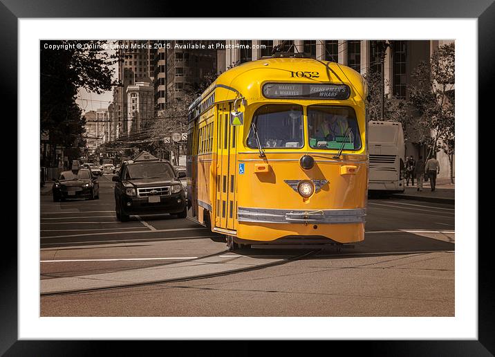 Yellow Vintage Streetcar San Francisco Framed Mounted Print by Colin & Linda McKie