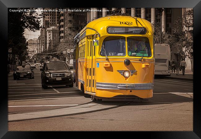 Yellow Vintage Streetcar San Francisco Framed Print by Colin & Linda McKie