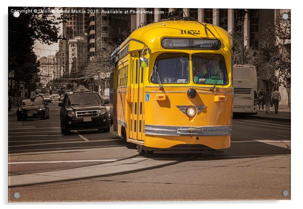 Yellow Vintage Streetcar San Francisco Acrylic by Colin & Linda McKie