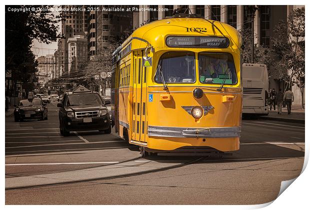 Yellow Vintage Streetcar San Francisco Print by Colin & Linda McKie