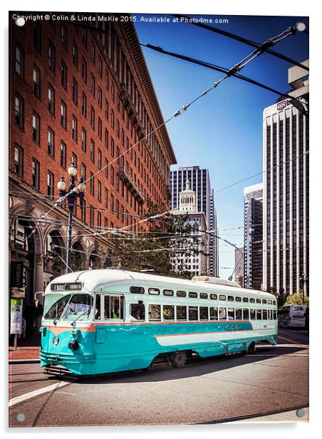 Vintage Streetcar, San Francisco 3 Acrylic by Colin & Linda McKie